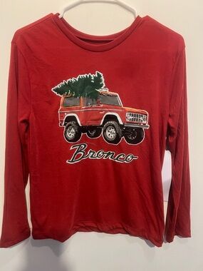 Kids Red Bronco Graphic Long-Sleeve Tee